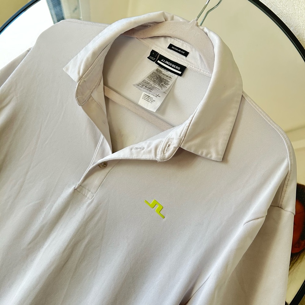 J.Lindeberg Men's Light Gray Polo Shirt